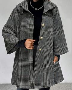 Cárdigan <span class=keywords><strong>Largo</strong></span> con Cinturón, Cuello Mandarín, Estampado a Cuadros, para <span class=keywords><strong>Mujer</strong></span>, Otoño Invierno, Nueva Moda Coreana, Estilo Casual, Cierre de Botones - Product Image 6