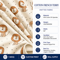 Tissu en molleton brossé en coton, impression personnalisée, 250 280 380 g/m², tissu en molleton pour vêtements pour enfants