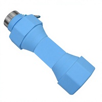 Bouteille d'eau pliable créative en forme d'haltère 650 ml, bouteille d'eau en silicone pliable portable pour la gym et les voyages