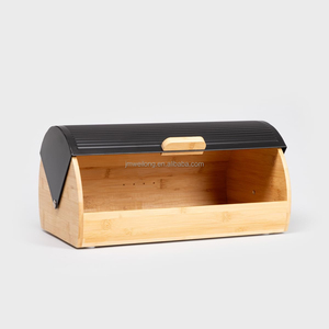กล่องใส่ขนมปังไม้ไผ่พร้อมฝาปิดโลหะ สไตล์วินเทจ ขนาดใหญ่ ลายนูนโลโก้ - Product Image 3