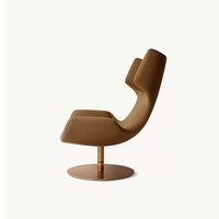 Moderner Luxus-Drehsessel mit Hoher Rückenlehne, Kamelbrauner Stoff, Umweltfreundlich, Langlebig, Bequem Gepolstert, Einzelsofa mit Metallbeinen für Schlafzimmer