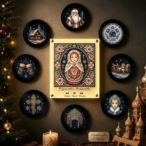 Nouveau lecteur de CD 9 pièces avec rétroéclairage chaleureux, design Matryoshka, cadre photo musical NFC personnalisé style russe, remplaçable, pour Noël - Product Image 1
