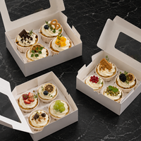 Boîte d'emballage personnalisée pour cupcakes en gros, boîte à tartelettes en papier avec fenêtre transparente, boîte cadeau jetable en papier pour muffins