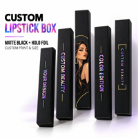 Boîte à rouge à lèvres personnalisée en noir mat avec impression holographique, emballage cosmétique avec impression et taille personnalisées
