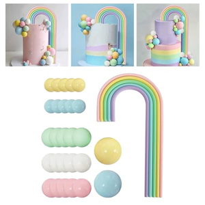 <b>Rainbow</b> DIY Cake Topper With Balloons Foam Balls for Baby Shower Birthday Anniversary Party Cake Decorations Supplies Colorful - Product Image 5