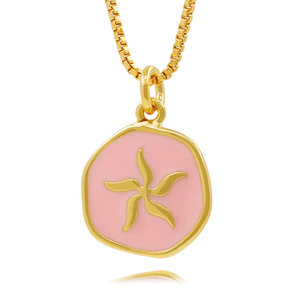 Collar con Colgante de Moneda Chapado en Oro de 18K al por Mayor, Dijes Redondos de Estrellas, Luna, Abeja y Cruz de Esmalte Colorido, Joyería de <span class=keywords><strong>Moda</strong></span> para Mujer - Product Image 3