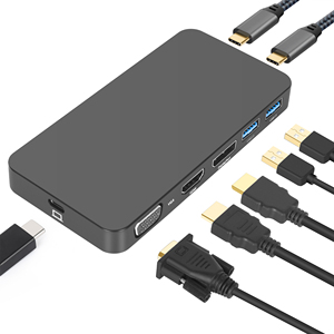 Station d'accueil HUB USB C 7 en <span class=keywords><strong>1</strong></span> Avec <span class=keywords><strong>HDMI</strong></span> 8K, 4K DP, VGA, 2 <span class=keywords><strong>x</strong></span> USB C Transmission de données/100W Charge rapide - Product Image 1