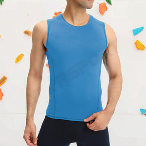 <b>Men's</b> Sleeveless Sports <b>Vest</b> 100% Cotton Solid Color Breathable Training Tank Top for <b>Beach</b> Powerlifting Workout Embroidery - Product Image 2