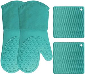 Custom Extra Large <b>Waterproof</b> <b>Silicone</b> Oven Mitt Set BBQ Glove Long Gloves for Cooking and Baking - Product Image 5