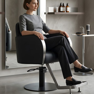 Chaise de barbier hydraulique rotative avec base en acier inoxydable pour salon de coiffure - Product Image 6