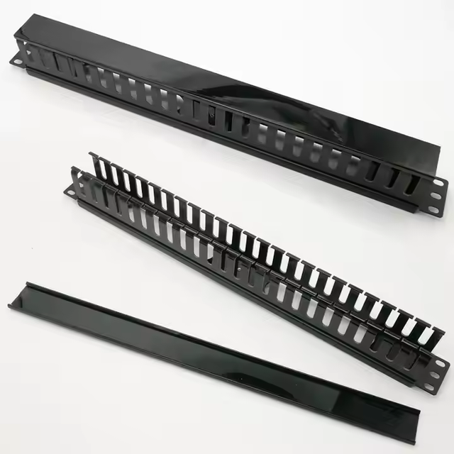 1U 19in 24-Slot Cable Manager Black Horizontal Rack Mount Wire Organizer for Server Network Cabinet Patch Panel Product Category