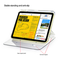Coque de tablette avec béquille rotative pour iPad 10ème, 9ème génération, Pro 11, 12.9 pouces, dos rigide transparent avec emplacement pour stylet, support magnétique multi-positions