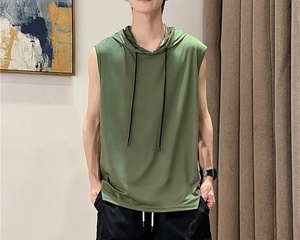 Gilet Casual <span class=keywords><strong>senza</strong></span> <span class=keywords><strong>maniche</strong></span> da uomo con <span class=keywords><strong>cappuccio</strong></span> e t-shirt con lacci comode felpe e felpe - Product Image 6