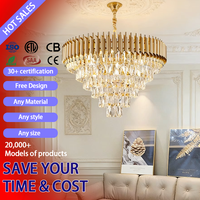 Lustre suspendu LED réglable en hauteur, style moderne, chrome et cristal, design nordique, pour hôtel et décoration intérieure
