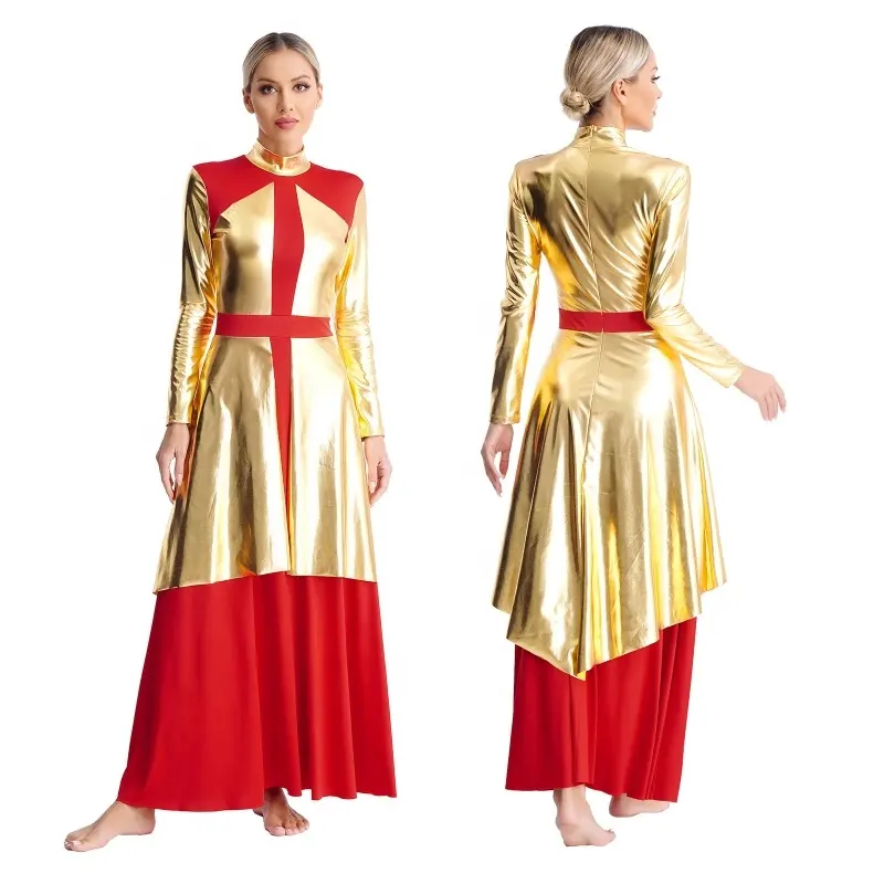 Personnalisé Femmes Liturgique Lyrique Dancewear Chœur Culte Danse Performance Costume Louange robes de danse
