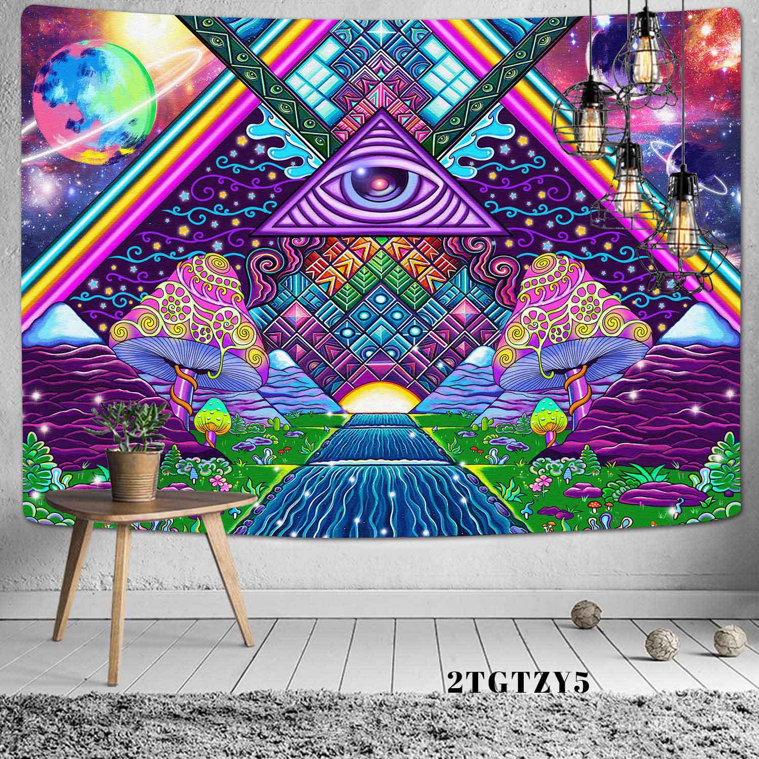 Psychedelic Mushrooms Colorful Abstract Lion Trippy Blaneket Wall Hanging Tapestries