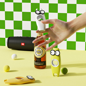Lindo abridor de botellas amarillo y blanco de forma redonda, abridor de latas multifuncional para abrir cerveza y agua mineral - Product Image 2
