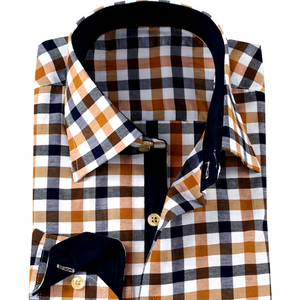 เสื้อเชิ้ตผู้ชายสีน้ำตาลสำหรับฤดูร้อน-ผ้าป๊อปลินคอตตอน 100% - Product Image 1