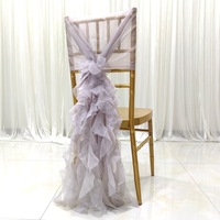 Housse de chaise en mousseline de soie à volants, pour la maison, l'hôtel, la décoration de chaise de mariage