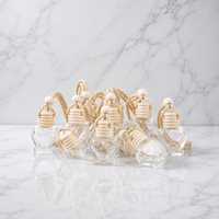 Flacon diffuseur de voiture rond en verre de 8 ml pour huiles essentielles, parfums et désodorisants – Emballage vide pour diffuseur à bâtonnets et compte-gouttes