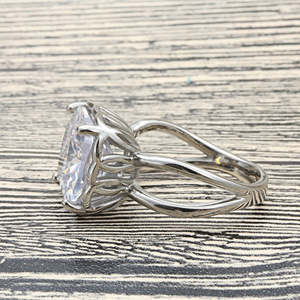 yunnique <b>Titanium</b> Steel Diamond <b>Ring</b> Prong Setting Women's Engagement <b>Ring</b> Size 27 - Product Image 4