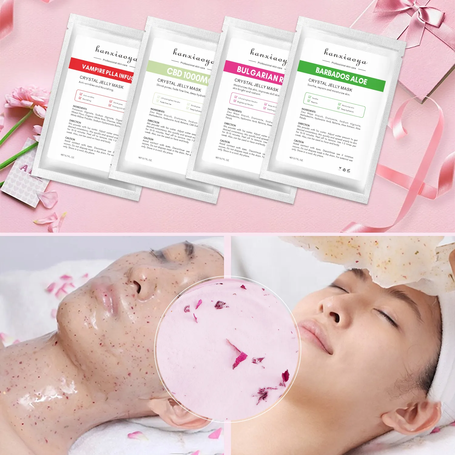 Amazon sıcak 200g yeni ambalaj Spa jöle maskesi organik parlatıcı toz maskesi peeling kristal maske