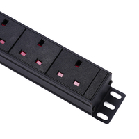 PDU noire OEM 1U 9 prises UK avec disjoncteur 3P pour armoire de serveur de données et rack réseau