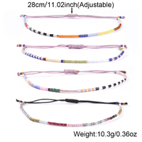 Go2boho tali dapat disesuaikan gelang manik kaca untuk wanita, cantik tipis Tumpuk, mode gelang manik-manik Minimal Layering Stack