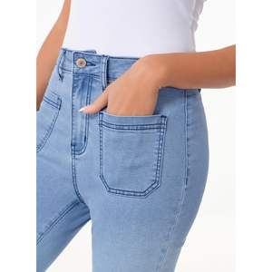 Pantalones Vaqueros de Campana de Cintura Alta para Mujer Sidefeel 2024, Pantalones de Mezclilla Elásticos de Pierna Ancha, Talla XL, Transpirables y Modernos HX78362 - Product Image 5