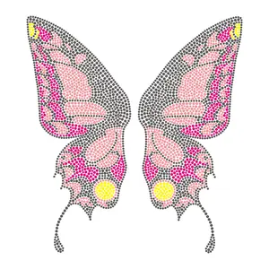 Розовая бабочка дизайн горный хрусталь переводная одежда стразами патчи для одежды
