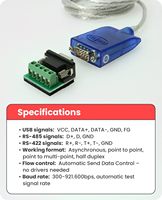 Adaptador USB a RS-485/422 con Chipset FTDI, Indicadores LED, Cable de 5 pies, Protección ESD, Compatible con Windows y Linux