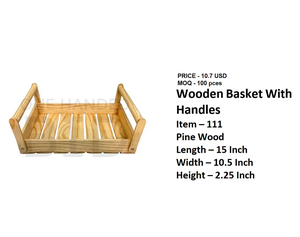 Cesta de madera natural con asas laterales para almacenamiento de estilo rural Uso en el hogar Decoración de eventos o presentación de fiestas Proveedor indio - Product Image 5