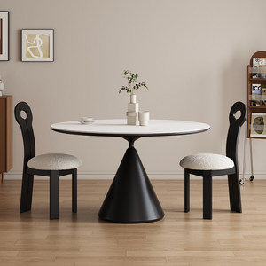Round Extendable Slate Turntable Dining <b>Table</b> Italian Style Minimalist Light Luxury Requires Assembly for Small Apartments - Product Image 2