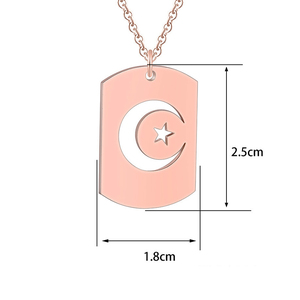 Collana con Pendente a Mezzaluna e Stella in Acciaio Inossidabile Quadrato, Amuleto Spirituale Islamico Musulmano per Uomo e Donna, Gioielli Religiosi Turchi - Product Image 3