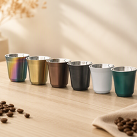 Mug à expresso de marque privée, style classique avec logo de marque pour les fournisseurs de cadeaux, en acier inoxydable 304 à double paroi