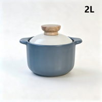 Olla de Sopa de Cerámica COOK20, Resistente a Altas Temperaturas, Compatible con Cocina de Gas, Capacidad de 2L, Tapa Blanca, Antiadherente