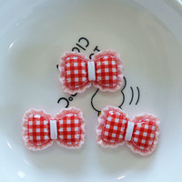 Rode Gingham Plaid Resin Flatback Cabochons, gemengde aardbei hart strik kersen bloem resin bedels voor crèmelijm DIY knutsels