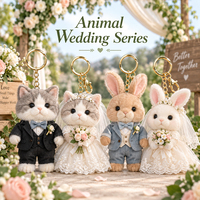 Porte-clés en peluche animaux de mariage : Lapin, Chat, Mariés – Cadeaux personnalisés pour mariages à destination et boutiques