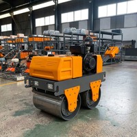 Compacteur vibrant diesel à double tambour de 1 tonne, mini-compacteur de sol et d'asphalte, machine de compactage de surface de chaussée, à conducteur marchant