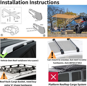 <span class=keywords><strong>Tente</strong></span> d'auvent latéral <span class=keywords><strong>de</strong></span> voiture en <span class=keywords><strong>toile</strong></span> Ripstop pour 4x4 et 4WD montage côté arrière du véhicule pour le camping en plein air et les activités - Product Image 5