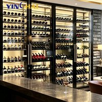 Armoires à vin à température constante en acier inoxydable avec cadre noir, éclairage LED, grand espace de rangement pour cave à vin de villa de luxe