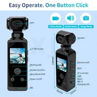 BEKCAM W8 Caméra d'action miniature portable de haute qualité 1080p HD, étanche IP67, écran LCD, objectif rotatif, grand angle 270°, 256G