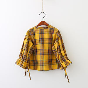 Online Shopping Www Xxx Girls Photo Fashion Latest Styles <b>Normal</b> Design Plaid Blouse With Frill Sleeve - Product Image 4