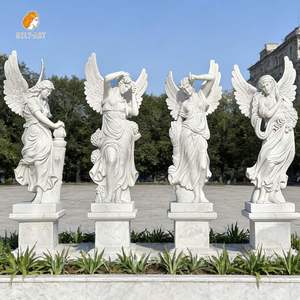 Statua di Angelo delle Quattro Stagioni in Marmo Bianco a Grandezza Naturale MILY, Scultura in Stile Europeo per Giardini e Ville - Product Image 1