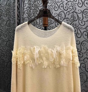 Top Quality New Wool Sweater 2025 Autumn Winter Pullovers <strong>Women</strong> Tassel Lace Embroidery Knitting Long Sleeve Soft <strong>Yellow</strong> <strong>Jumper</strong> - Product Image 3