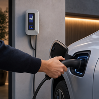 Borne de recharge murale AC 32A 22kW NECS Silver EVSE, corps métallique IP55 Type 2, pour usage extérieur, certifiée CE