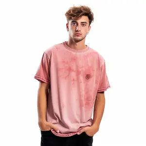 맞춤형 산성 세척 남성용 티셔츠 반소매 크루 넥 티 루즈핏 캐주얼 셔츠