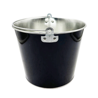 Seau à glace en acier galvanisé noir avec poignée en fer, logo personnalisé, pour fête, refroidisseur de bière