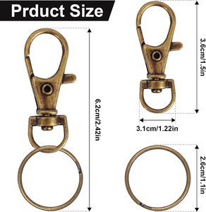PCS Premium Swivel Lanyard <b>Snap</b> <b>Hook</b> With Key Rings Metal Keychain <b>Hooks</b> For Jewelry Making Crafts Bronze - Product Image 2