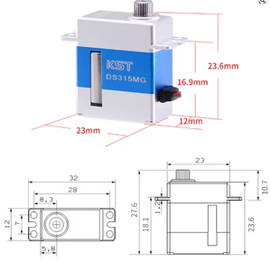 KST DS315MG V8.0 고토크 고압 풀 메탈 코어리스 DC 서보 원격 조종 차량 고정익 450 스와시플레이트용 - Product Image 6